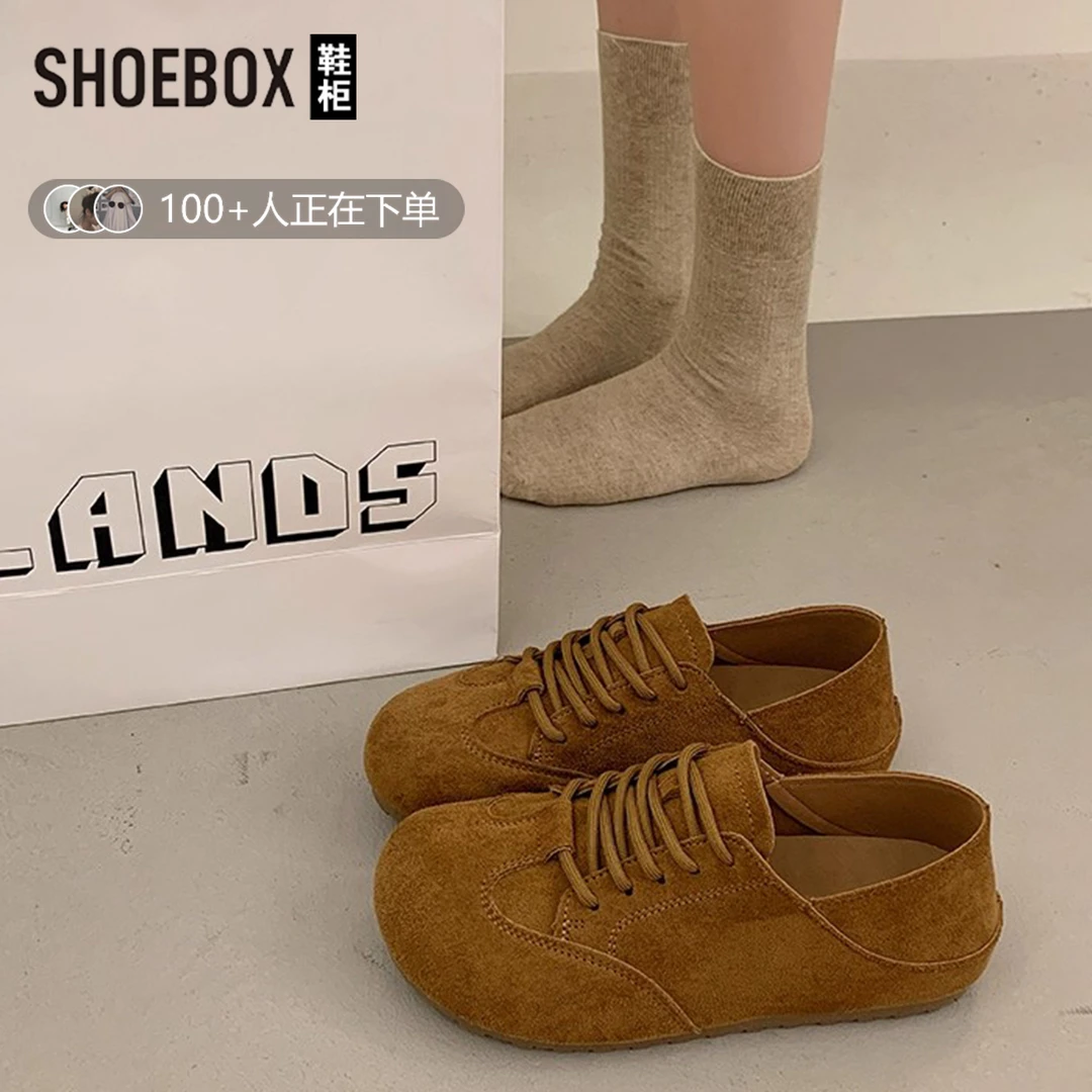 达芙妮集团旗下复古勃肯鞋女2025秋季新款两穿平底百搭休闲德训鞋