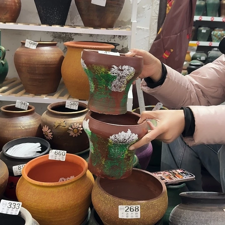 彩绘一对459高度14口径14