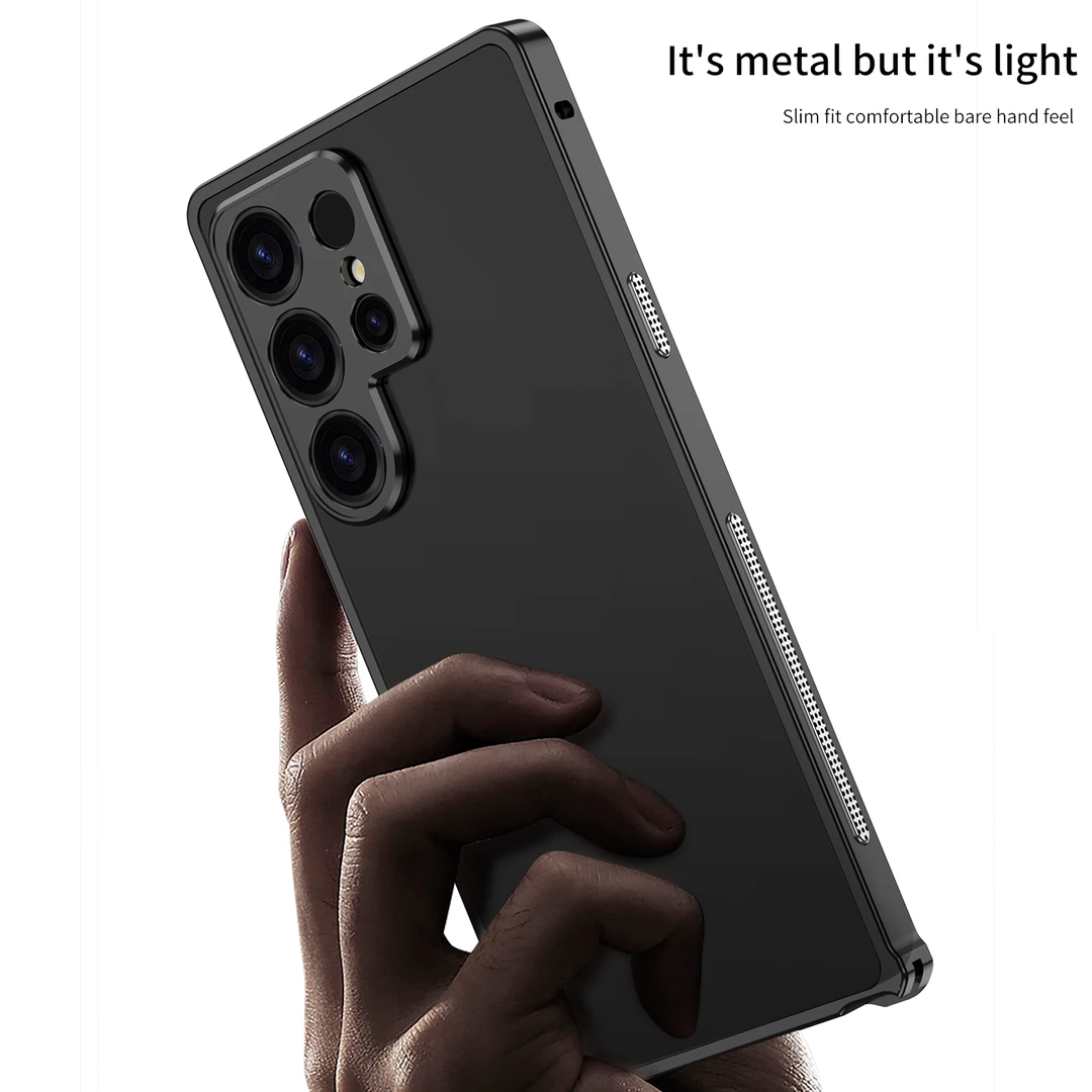 适用于三星s25ultra/s24Ultra金属边框海马扣防摔散热简约手机壳
