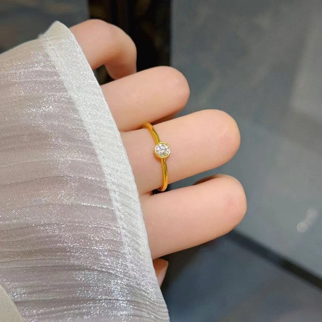 【小鹏黄金】足金999简约泡泡珠镶嵌戒指（附加38）