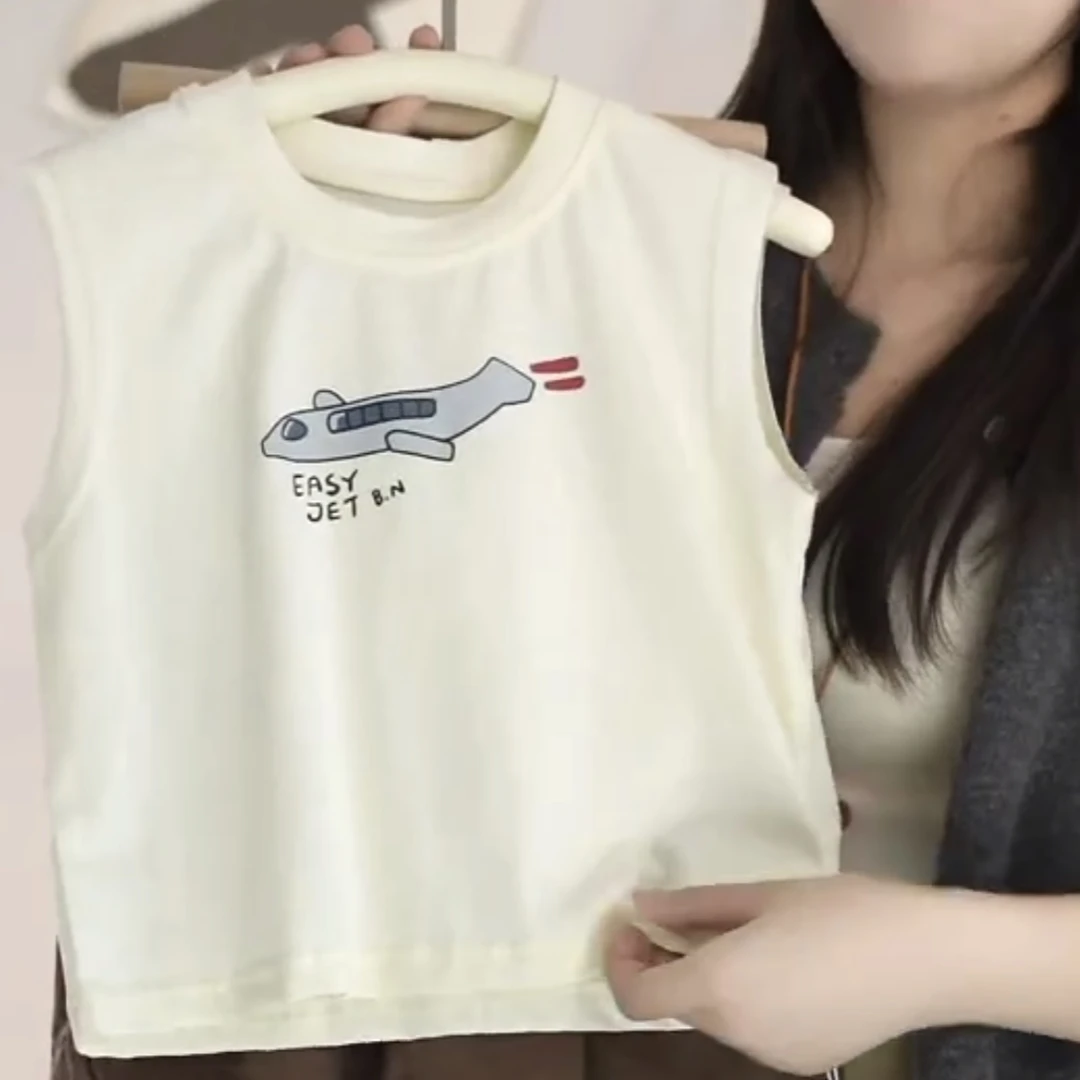 断码系列儿童韩版小飞机无袖背心