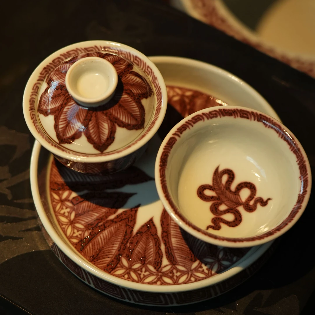 【9.27套组】小芭蕉叶110cc盖碗+压手杯+小壶承