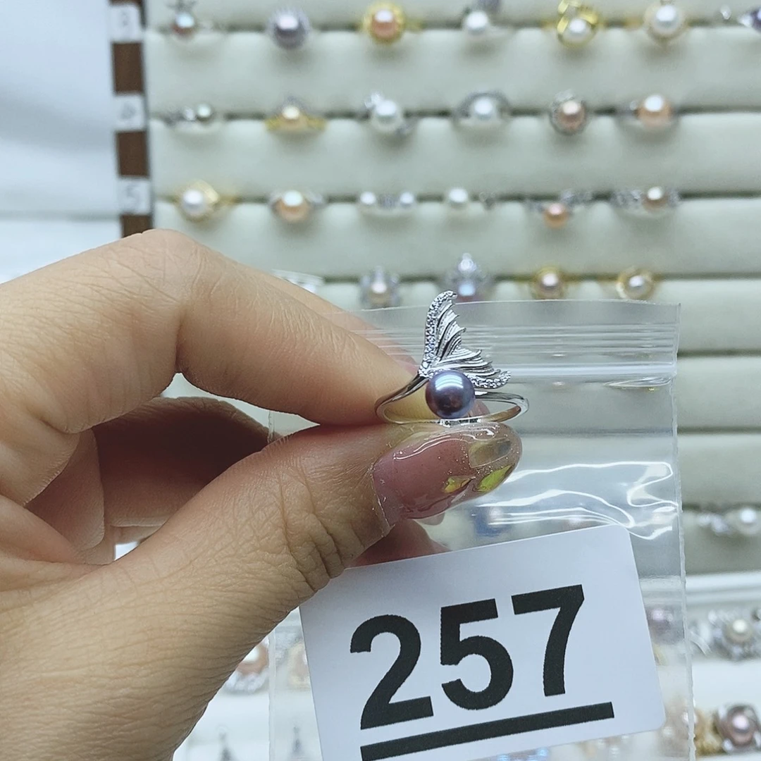 淡水珍珠戒指银S925镶嵌嘎**啟257