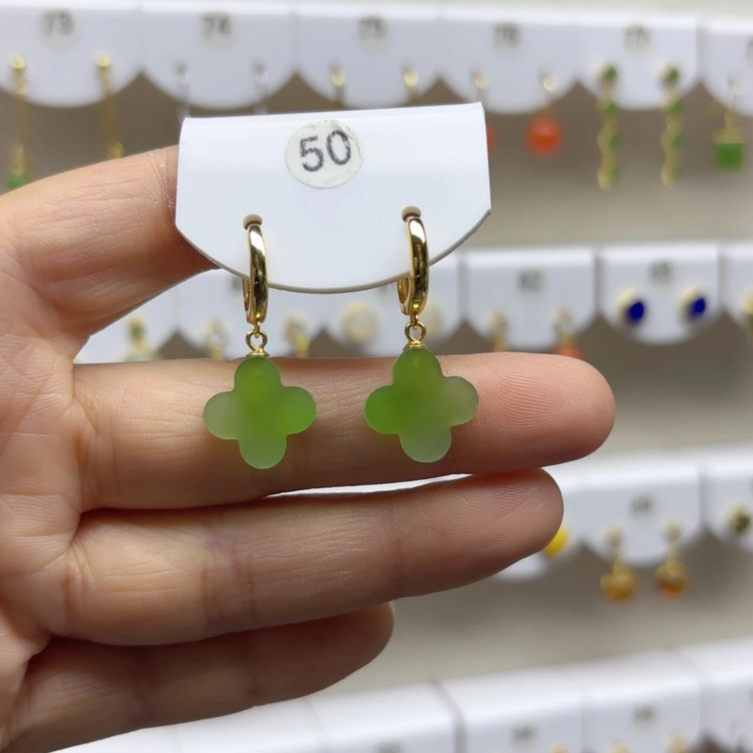 银S925镶嵌和田玉耳饰