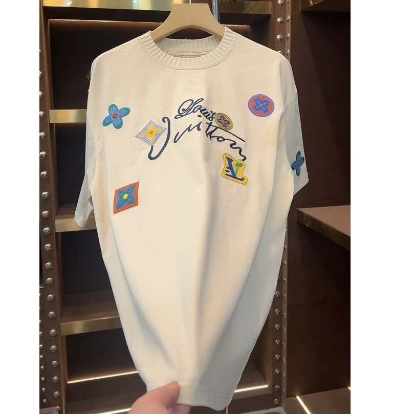 2025夏季新款短袖重工刺绣个性宽松百搭潮流男女款T恤 【以江】