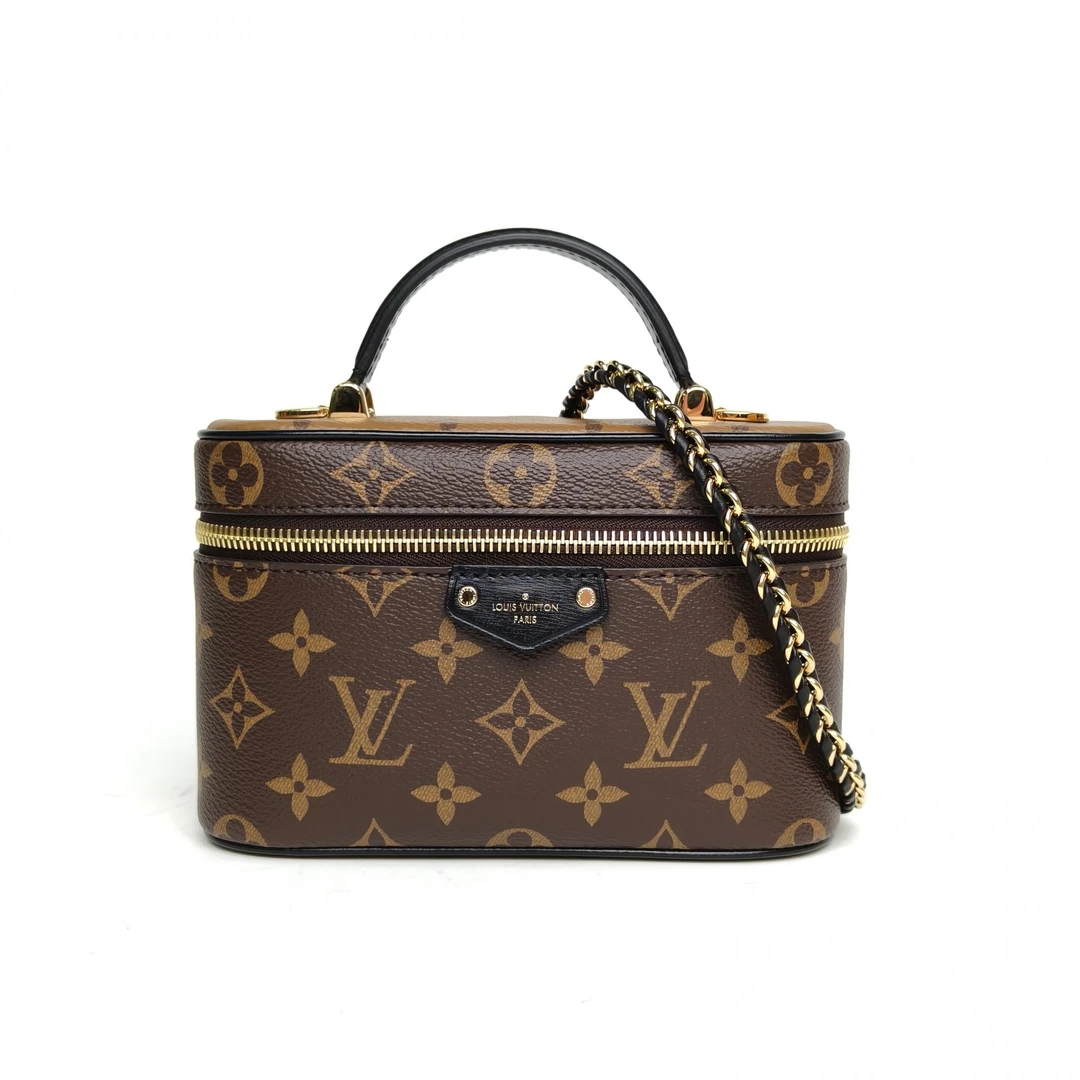 99新 LouisVuitton/路易威登 【念念】化妆包 老花 PVC 金扣 芯片包