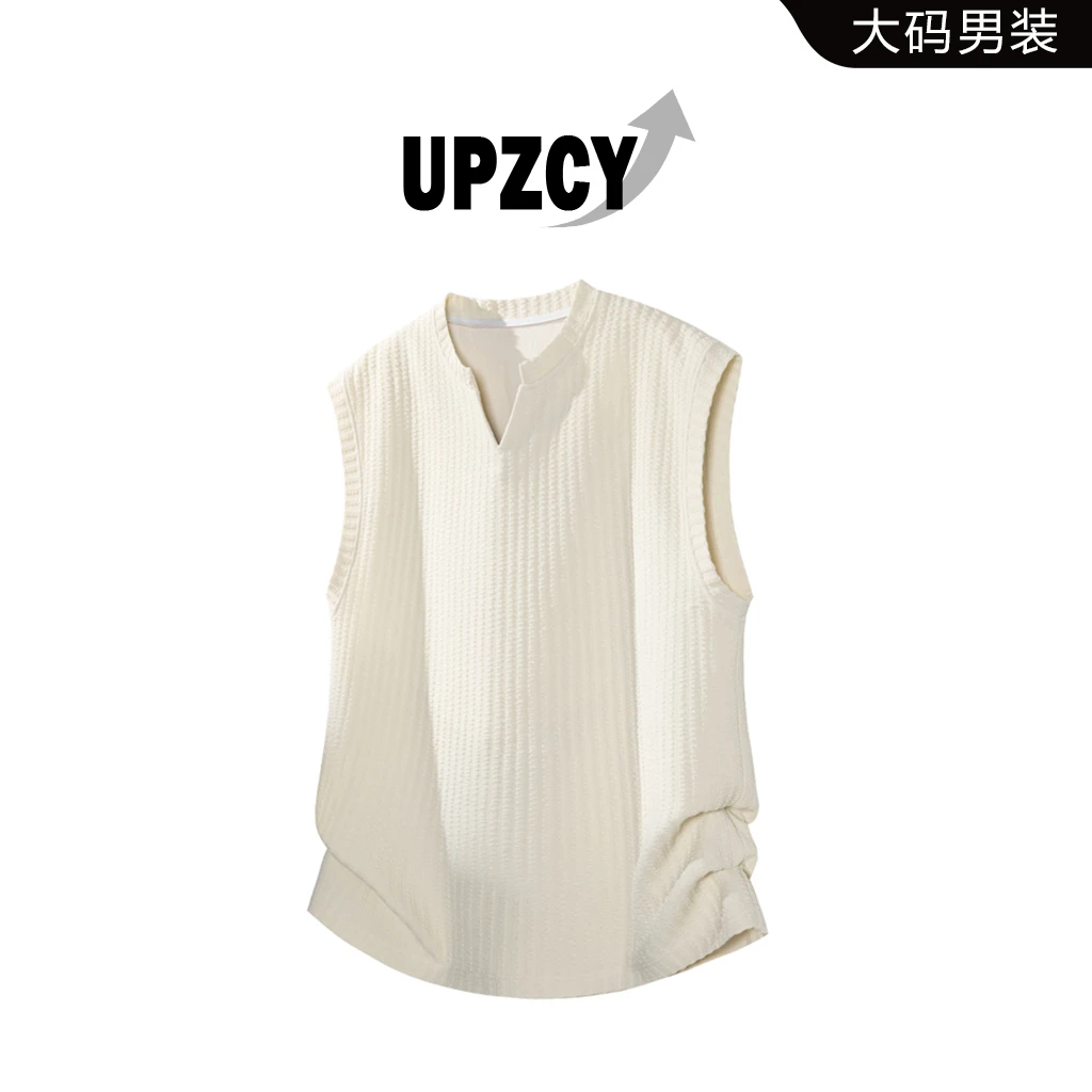 UPZCY夏季提花肌理感背心男生宽松休闲百搭设计感上衣高级感男装