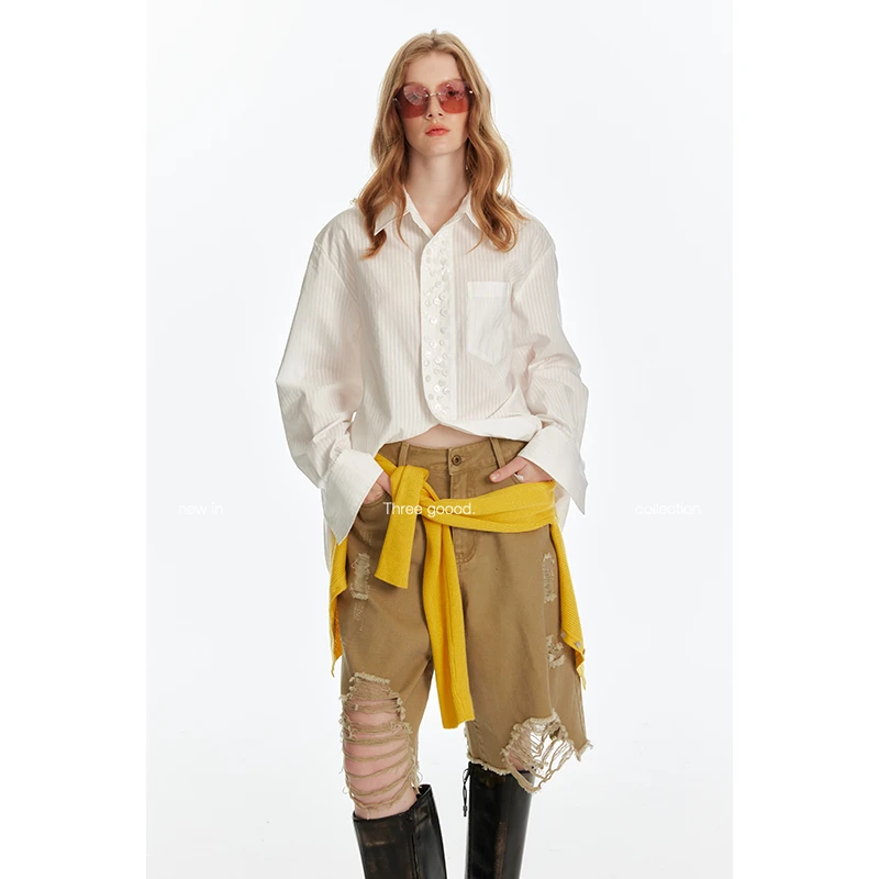 THREE GOOOD/三吉纽扣衬衫DC240171