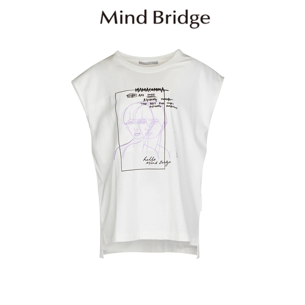 Mind Bridge/心桥白色休闲女士夏季T恤衫MB1922-MTTS324A