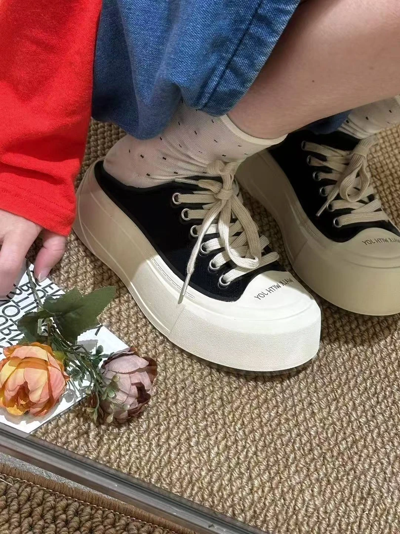 冰丝两穿系带休闲鞋学院风黄色潮流板鞋显瘦