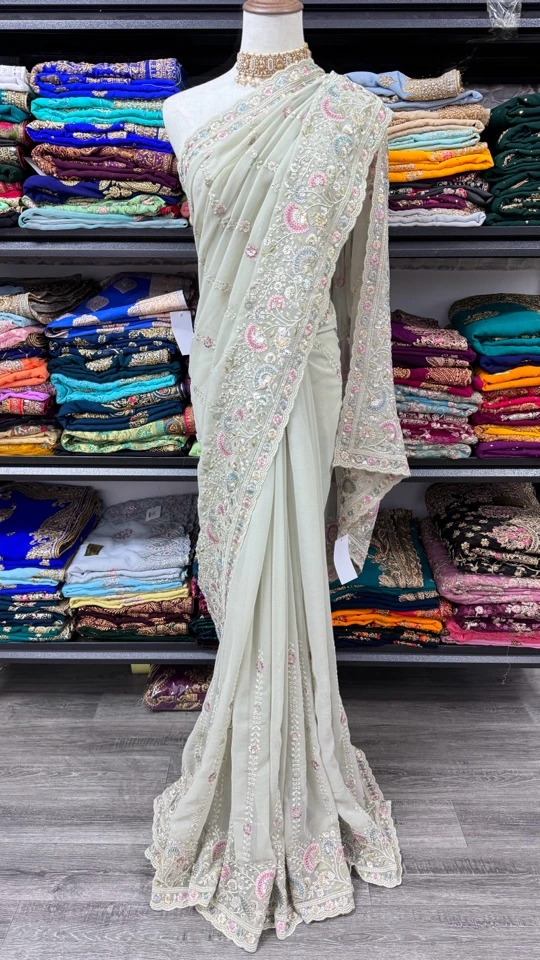 印度进口全新六米刺绣大纱丽