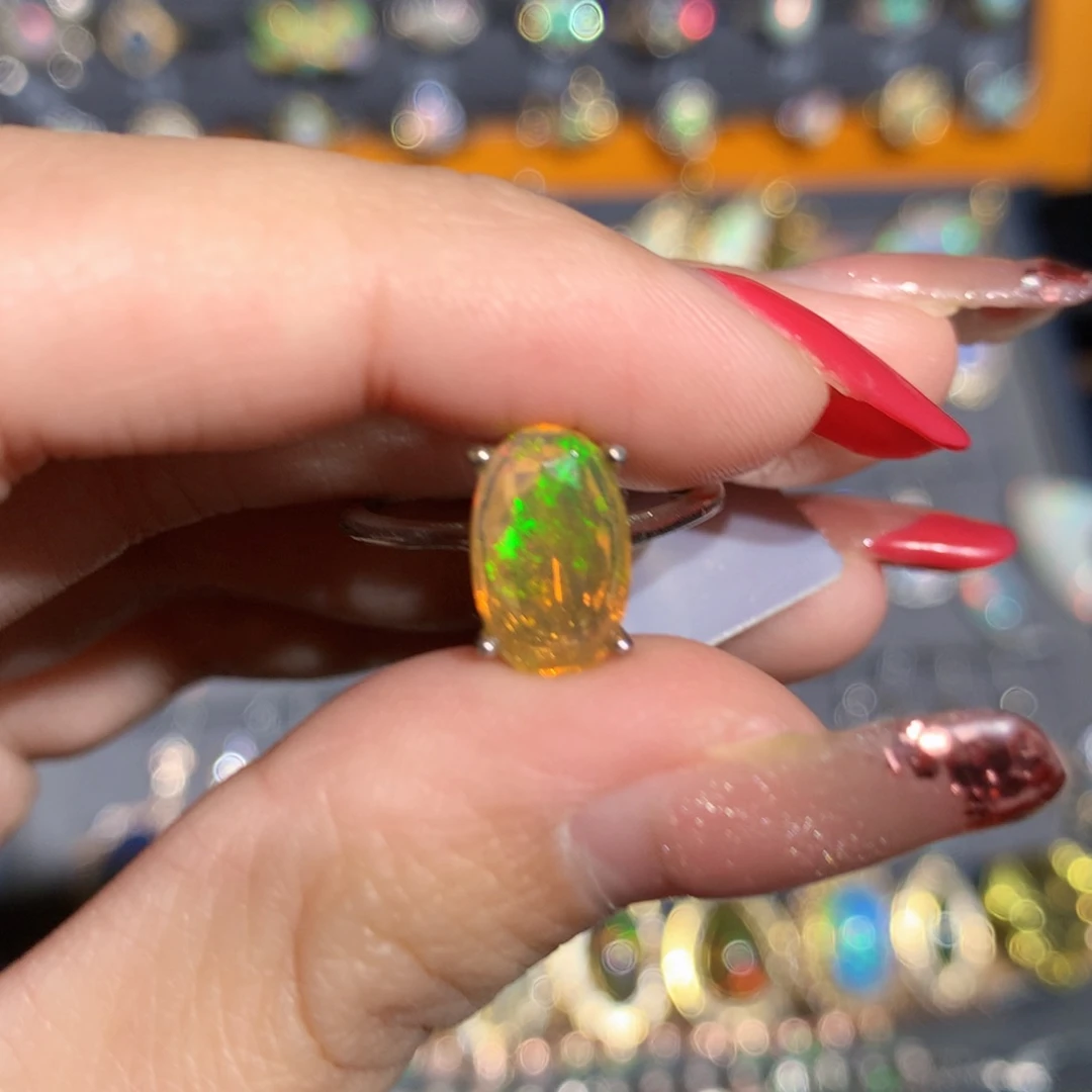 银S925镶嵌欧泊欧泊戒指y