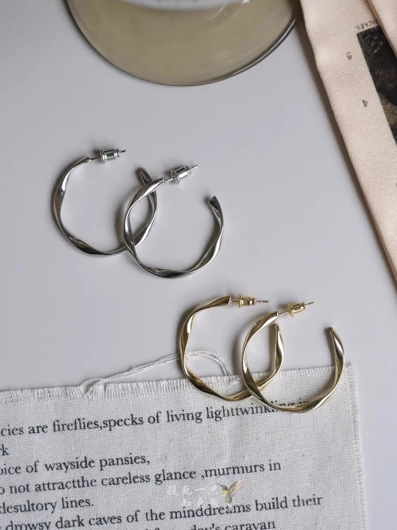铜合金耳饰 S011冷淡风金属圆圈欧美气质夸张个性设计感小众耳饰