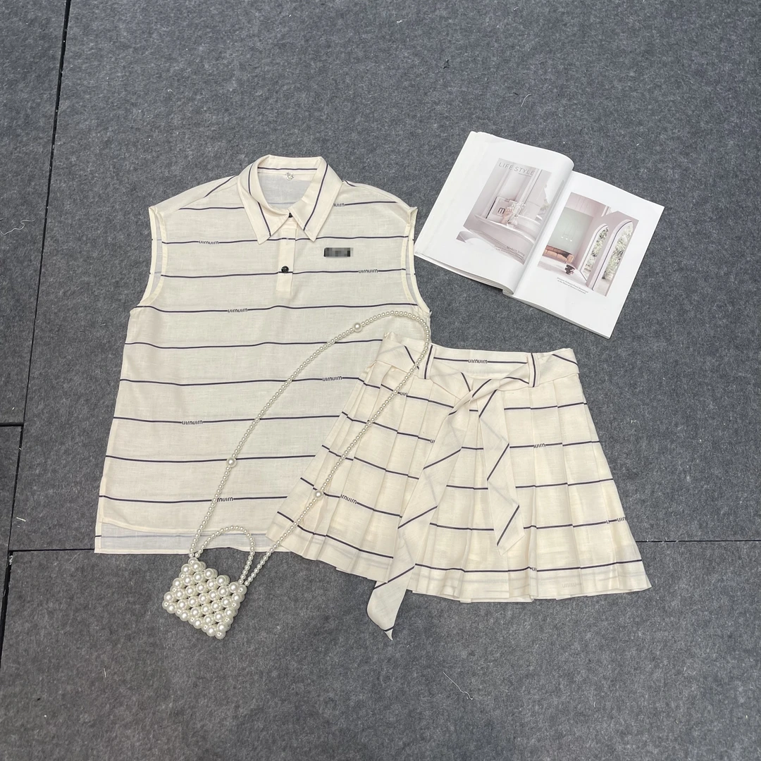 【南油张贝贝】25S新款小众设计感气质百搭条纹休闲套装80461