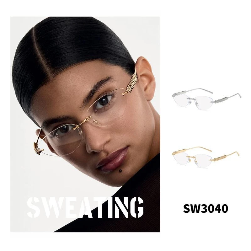 「SWEATING」无框猫眼时尚蛇骨设计防蓝光素颜镜可配近视