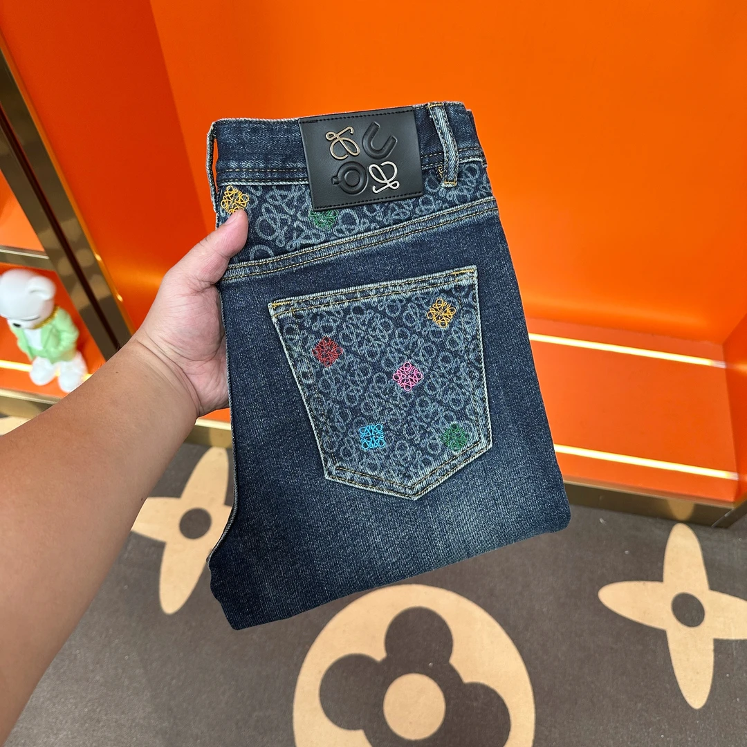 【YS欧品】秋冬男士轻奢牛仔裤男修身小直筒潮流时尚水洗弹力长裤子