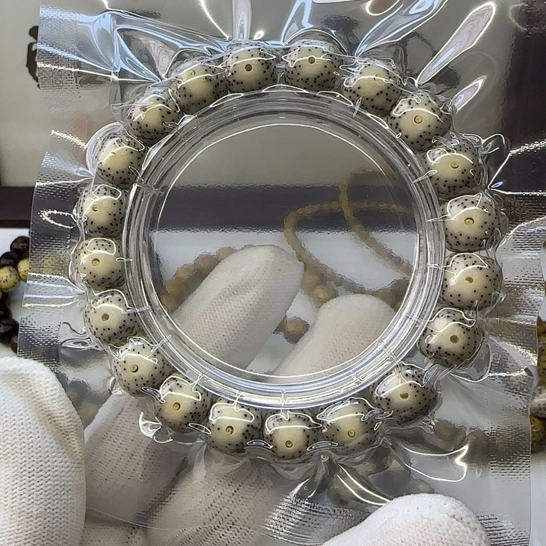 手串星月菩提卡11.5瓷白月朗散星