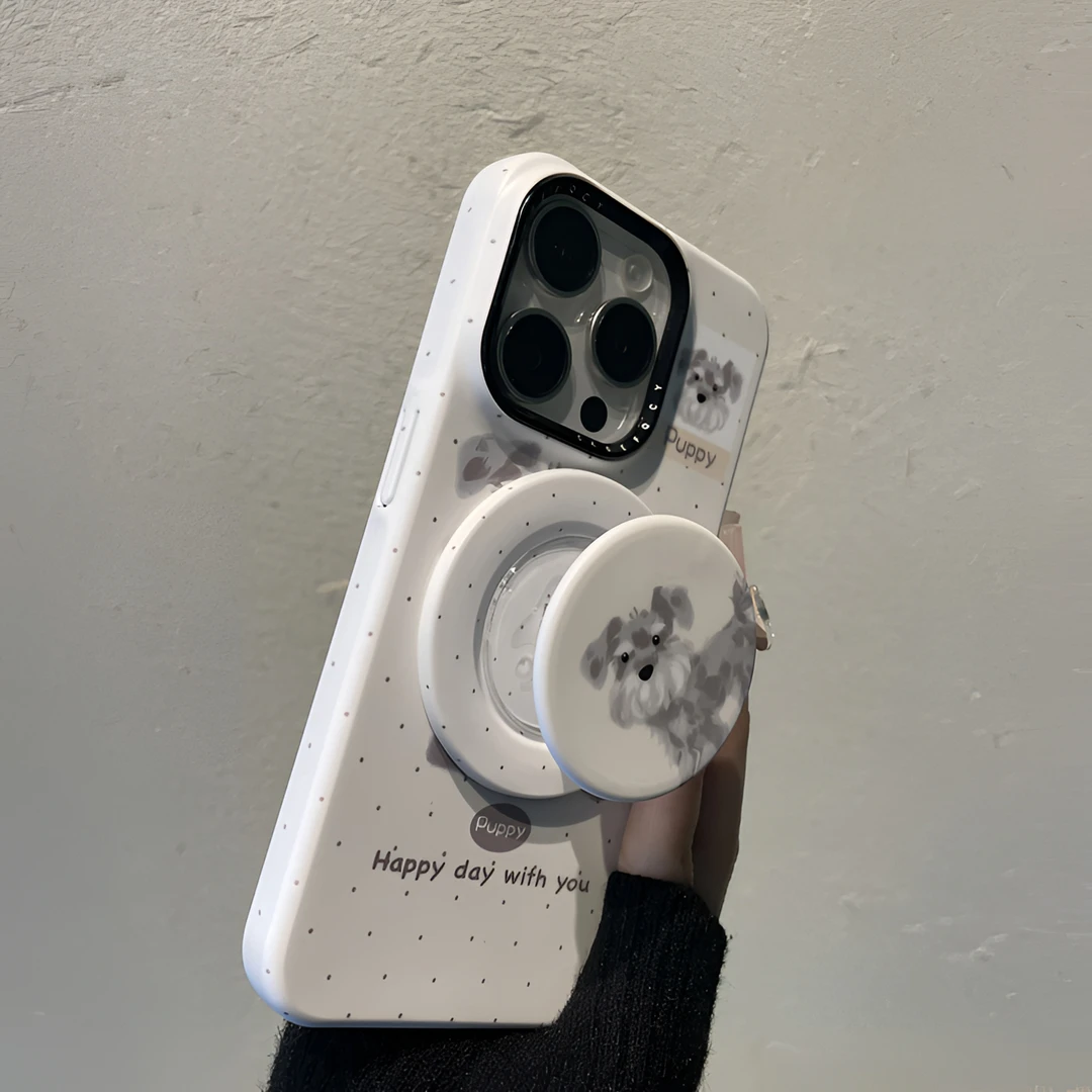 可爱雪纳瑞磁吸支架适用iPhone16手机壳新款苹果15防摔套14高级13