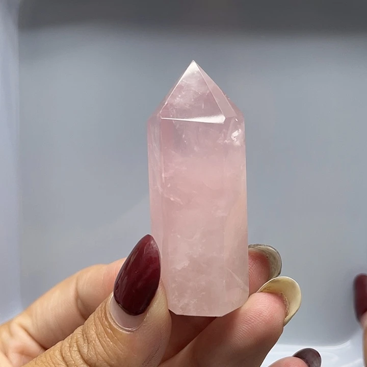 未镶嵌珠宝半成品水晶10粉水晶柱高5.2宽2