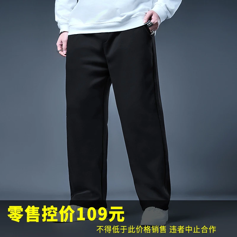 73724-纯-黑-812斜袋直筒裤麦齐维利男肥佬休闲加大