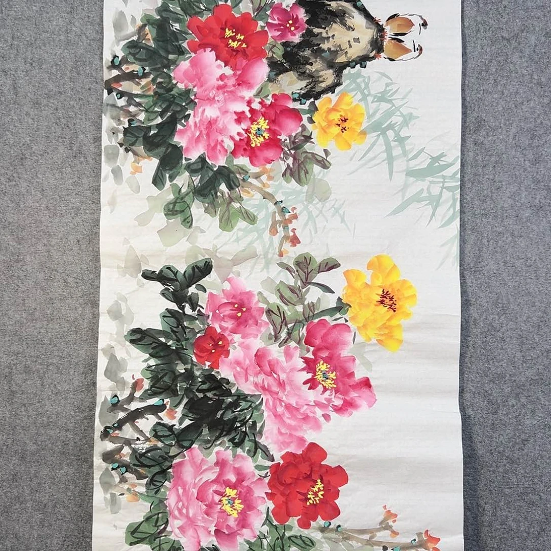 国画380 牡丹之花之叶的颜色和