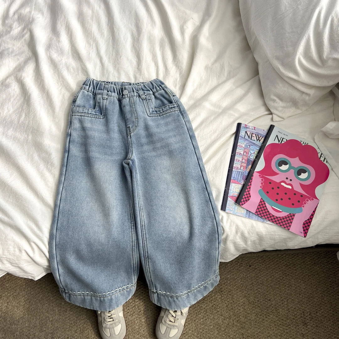 【原版】女童冬装加绒牛仔裤儿童保暖裤子中大童直筒裤ZZKDW58960