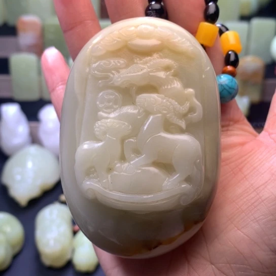 石材方解石手把件