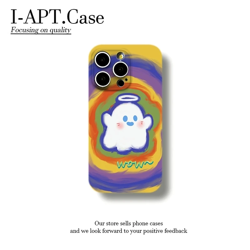 彩虹可爱小幽灵菲林软壳适用iPhone苹果16手机壳华为oppo小米vivo