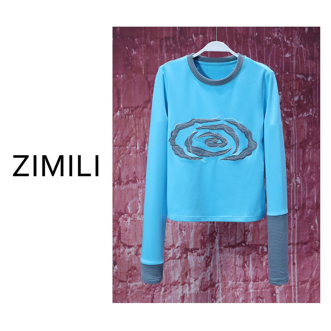 【LIANG哥女装】2025欧版莱赛尔轻薄天青蓝柔软圆领高弹爽肤衣5996