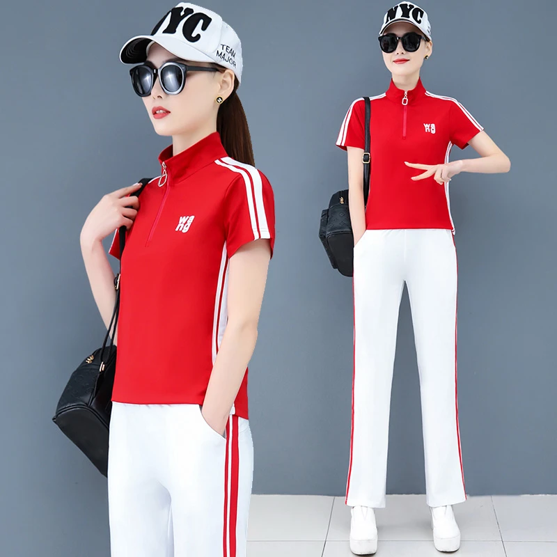 2025夏季新款跑步女士广场舞两件套运动服宽松休闲运动套装