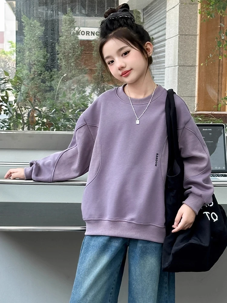 女童秋季卫衣2025新款儿童洋气宽松圆领秋装大童春秋休闲长袖上衣