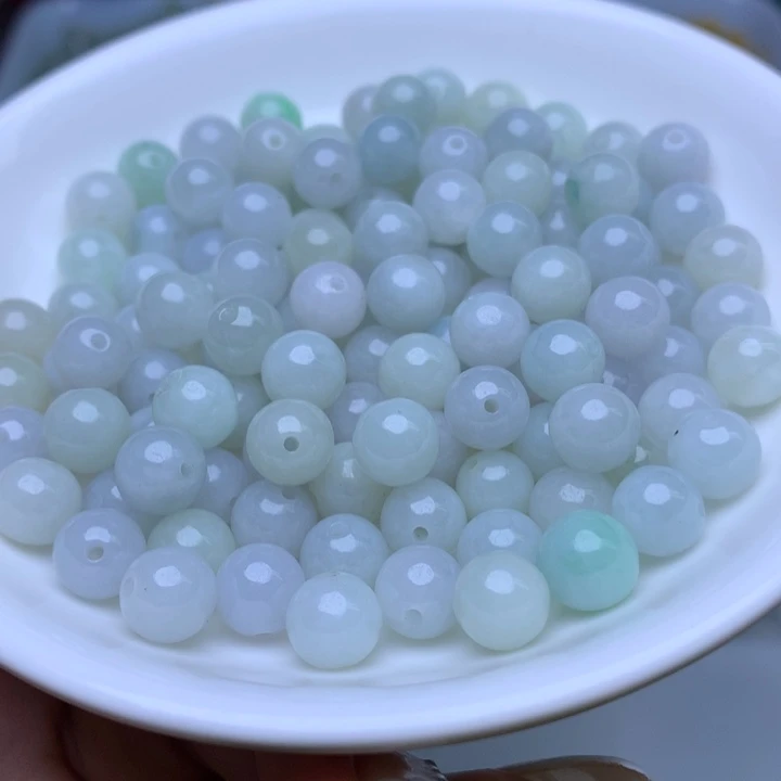翡翠散珠卡7.6冰绿白25个单圈