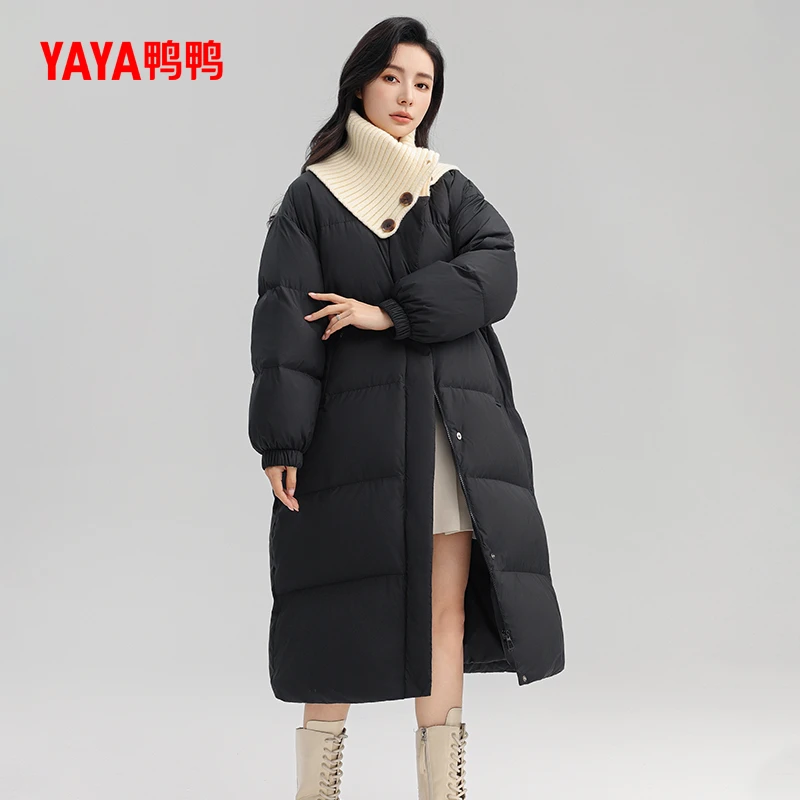 YAYA/鸭鸭长款时尚斗篷羽绒外套立领时尚8501A