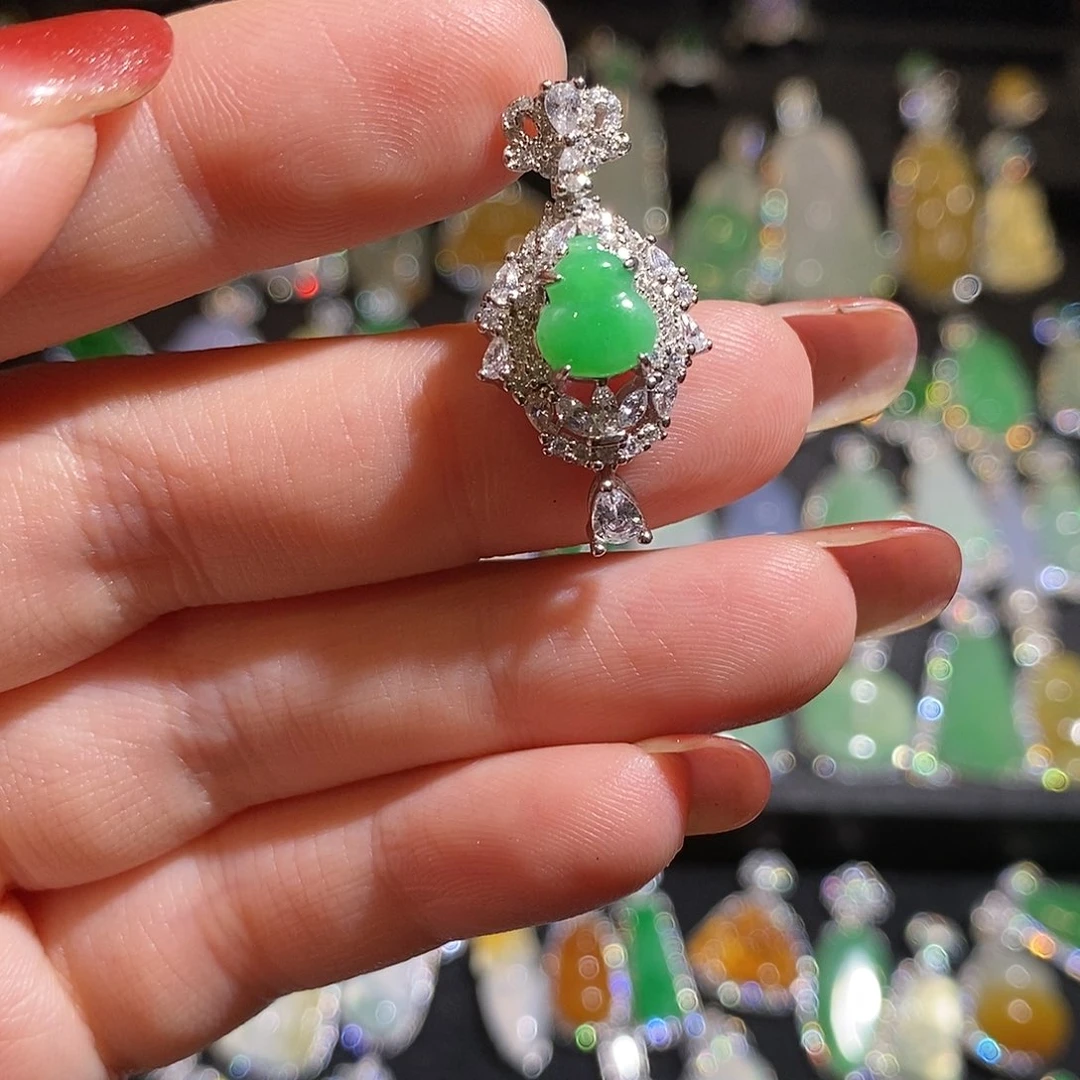 颈饰银S925镶嵌翡翠天然翡翠