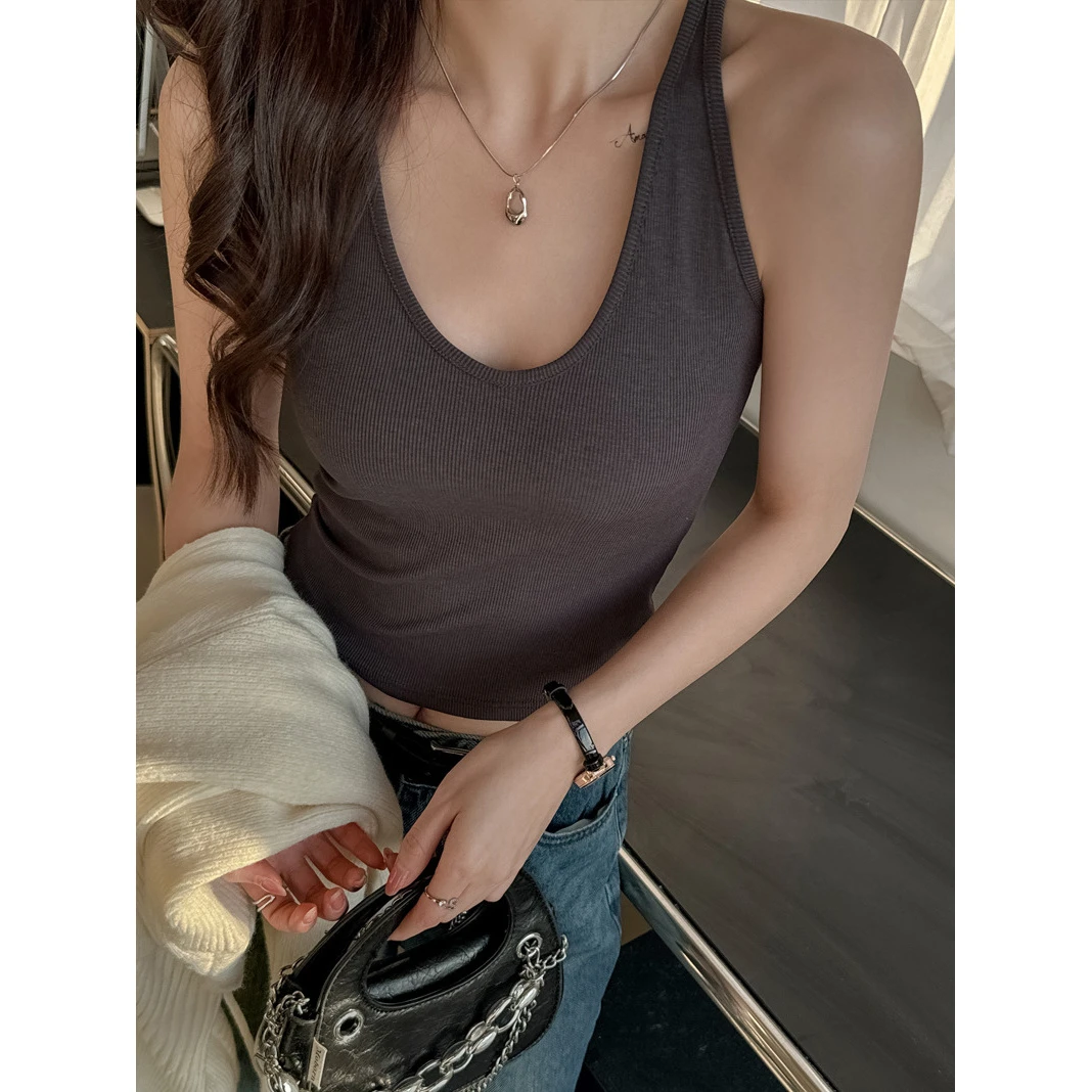 夏季美式领打底工子小吊带背心女内搭辣妹遮副乳可外穿无袖上衣
