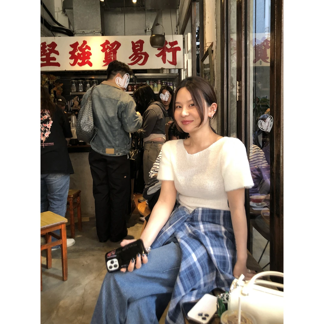 WXLSTUDIO  秋日暖意 袖口拼接设计感马海毛短袖毛衣