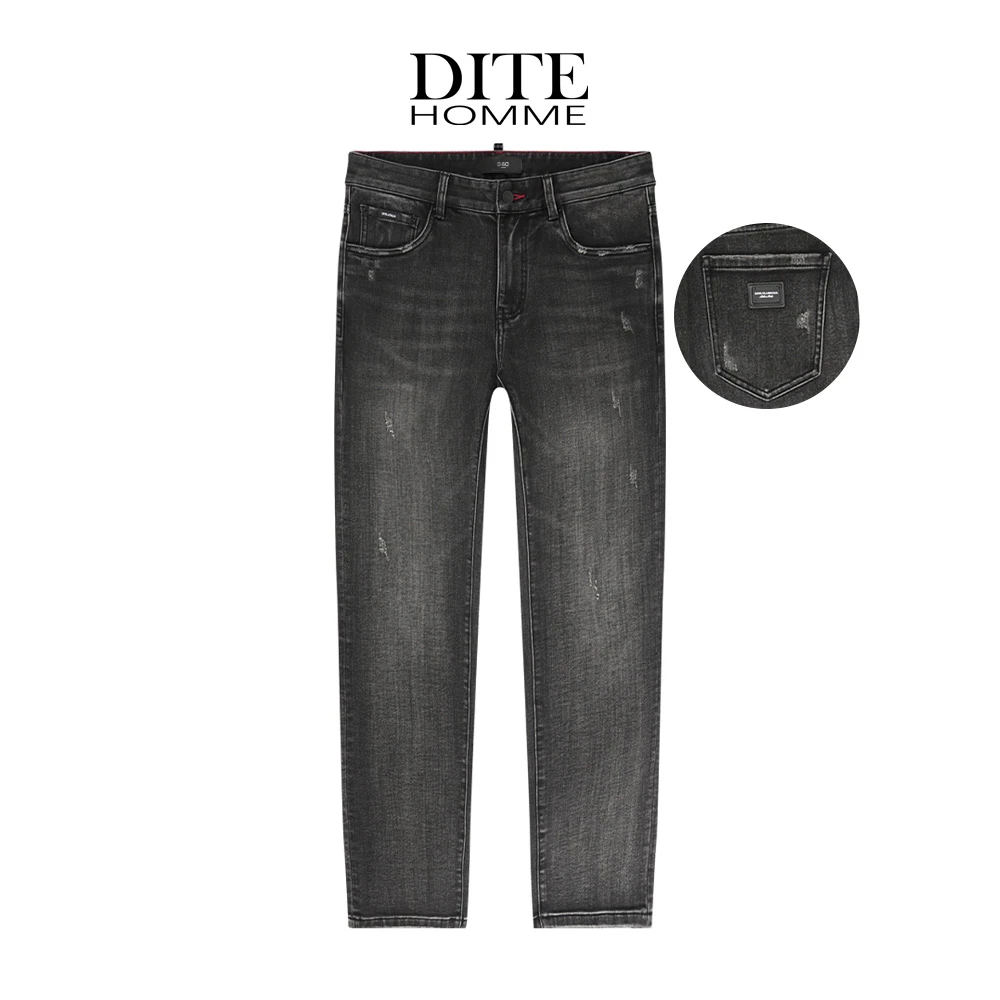 DITE男装 修身直筒牛仔裤男装25年秋冬季新款男士痞帅潮流牛仔裤