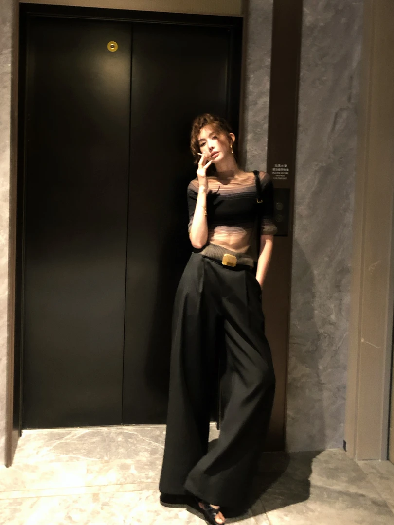 婉君【梦中情猫】夏季复古纯色气质百搭显瘦直筒西装裤LWJ25C3K2228