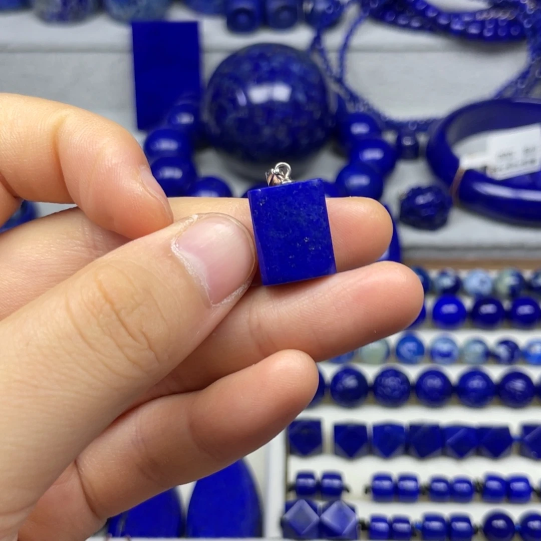 青金石银S925镶嵌无事牌