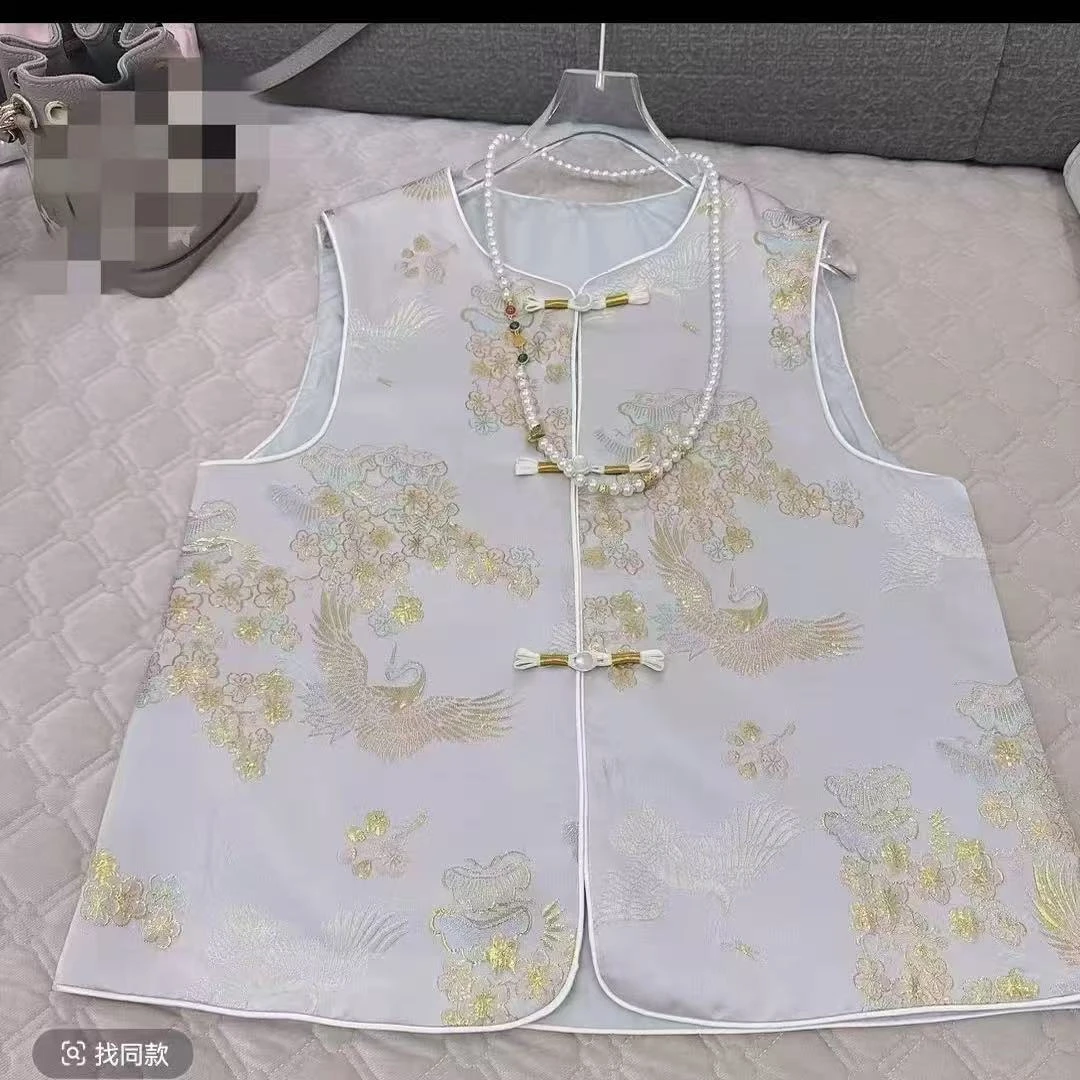 【鹤影花锦】春款新中式高端国风提花马甲气质潮流盘扣爆款坎肩马夹