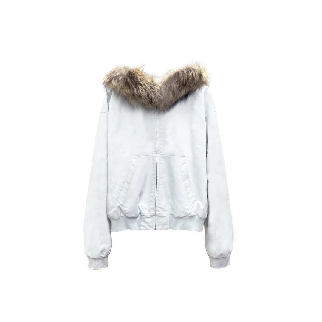 DUIDAO 对倒毛领牛仔连帽夹克