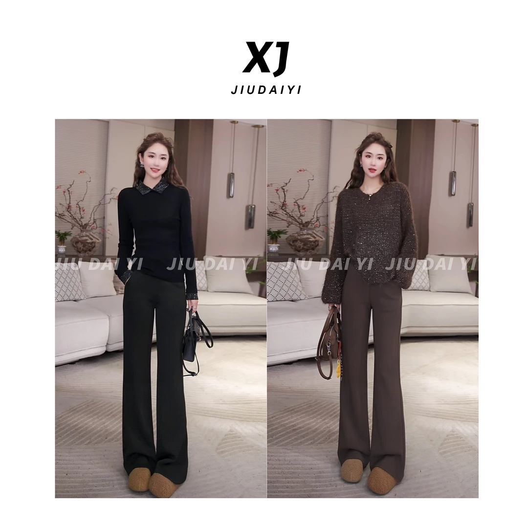 玖黛衣【不沾毛筒喇裤】腿型救星！贼显瘦巨好穿！加绒直筒裤KZJ47264