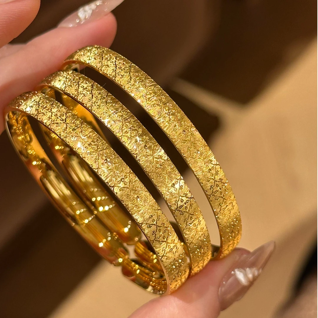 925银手镯 【流金系列】2025新款爆款轻奢精致经典柿蒂纹戗刻银手镯