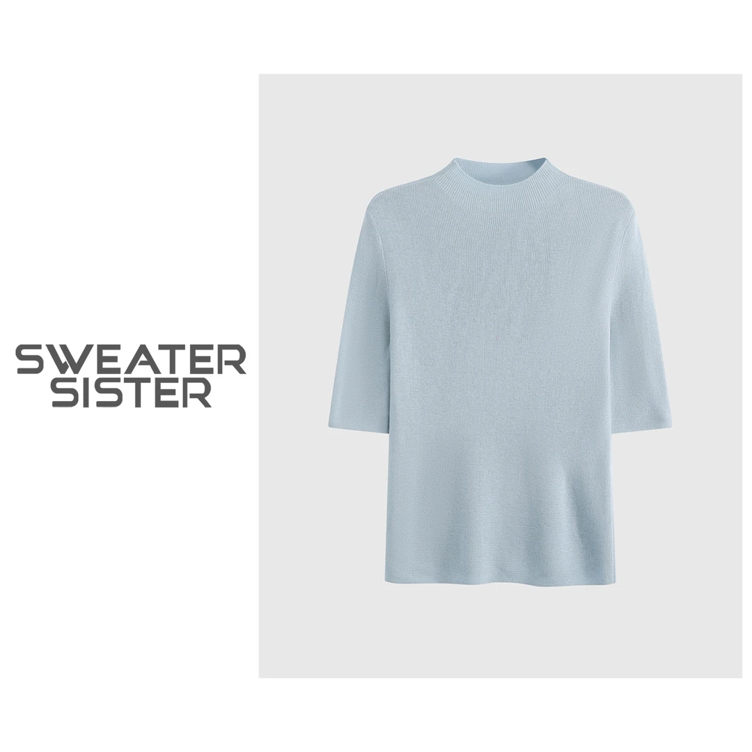 半高领中袖打底衫修身显瘦针织衫女6655-003