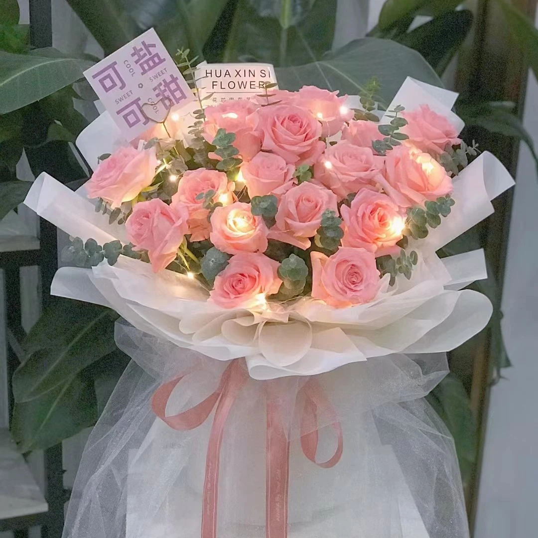 19朵粉玫瑰花束送女友爱人生日鲜花