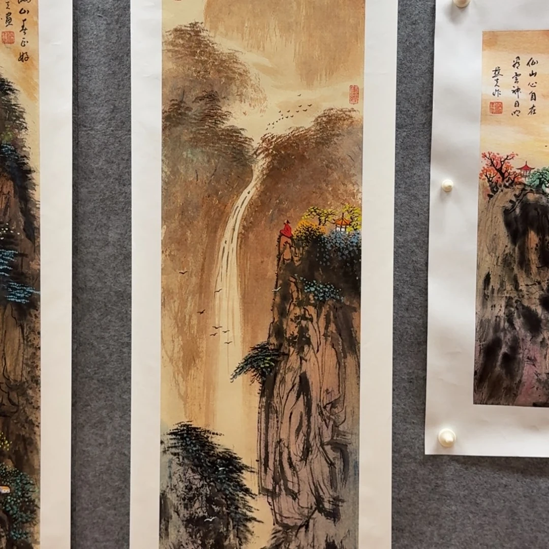 国画四尺对开作品山水