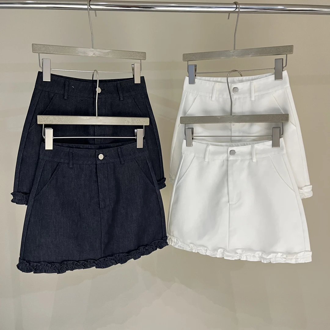 2025夏季新款a字蕾丝牛仔半身短裙百搭显瘦高腰时尚韩版设计