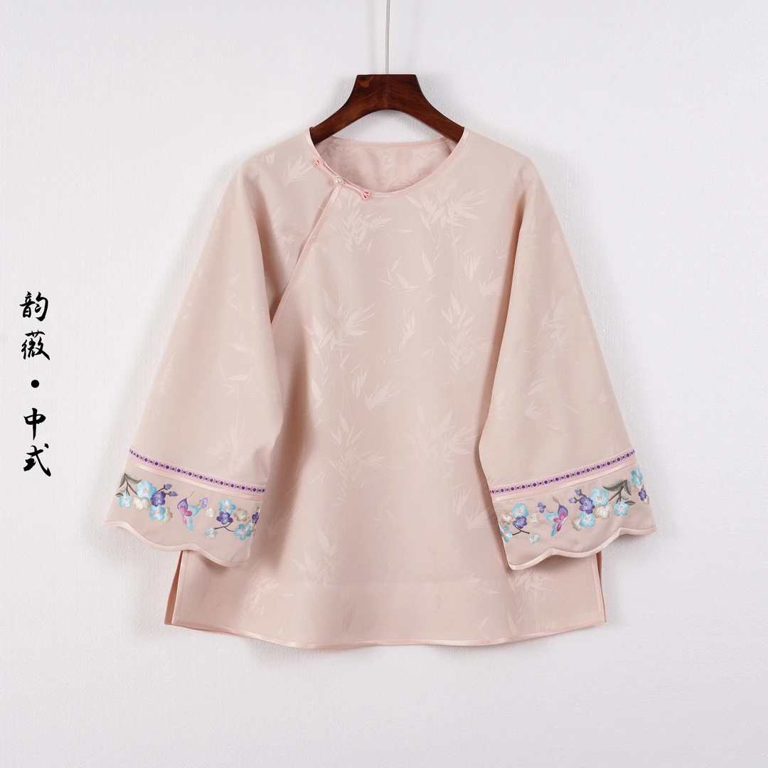 薄款上衣斜襟日常中国风文艺新中式女装百搭复古常规款10199