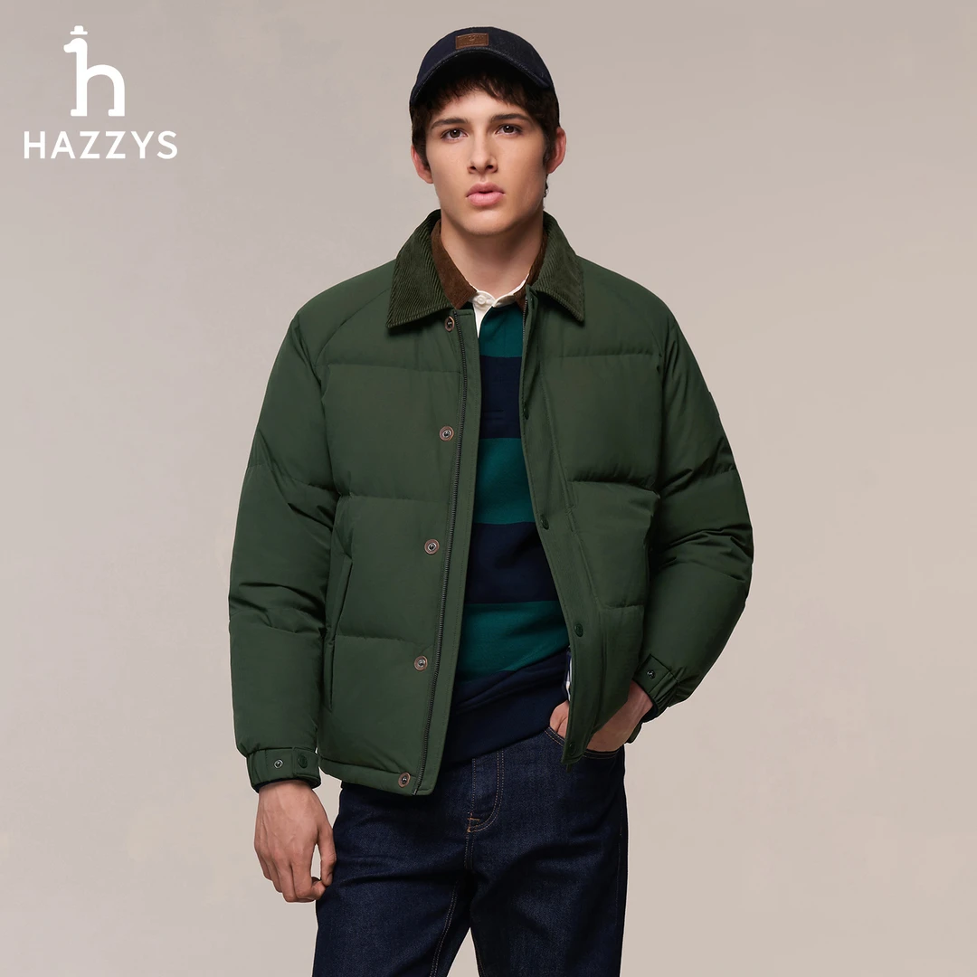 【PHIZ】HAZZYS哈吉斯冬季男士时尚休闲羽绒服潮流加厚保暖外套