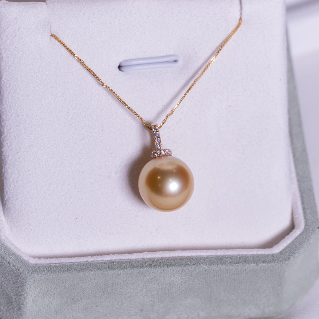 【憨姐专属】18K金海水金珠珍珠高奢贵感奶嘴扣吊坠12-13mm